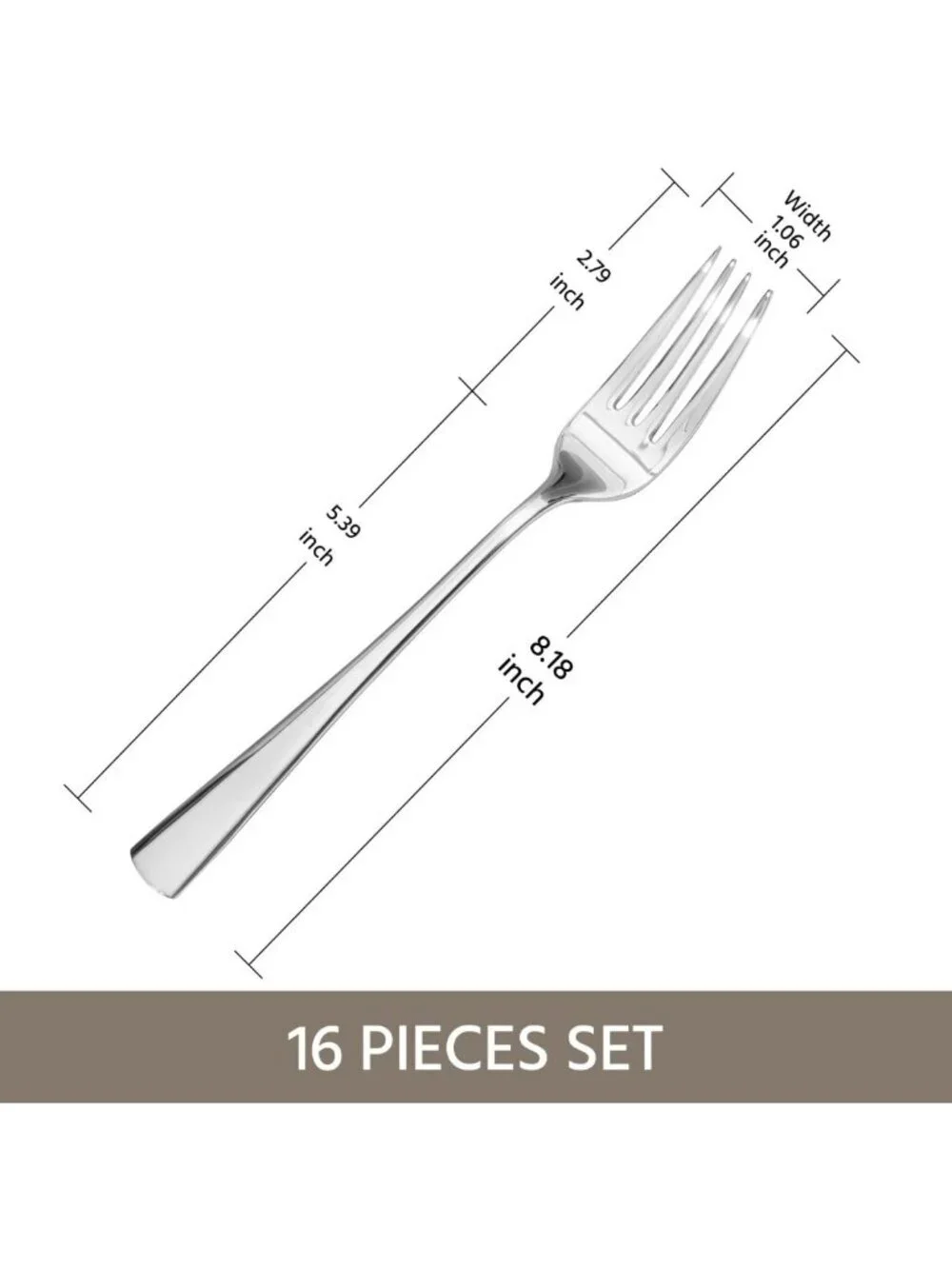 16-Piece Stainless Steel Dinner Forks Set, 18/10 Flatware, 8.18 Inch Length